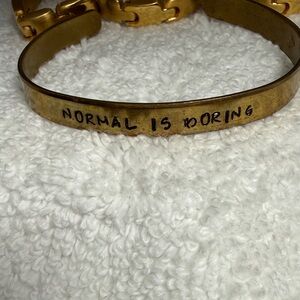 Chic Copper Bracelet hand stamped & Chain gold toned link bracelet